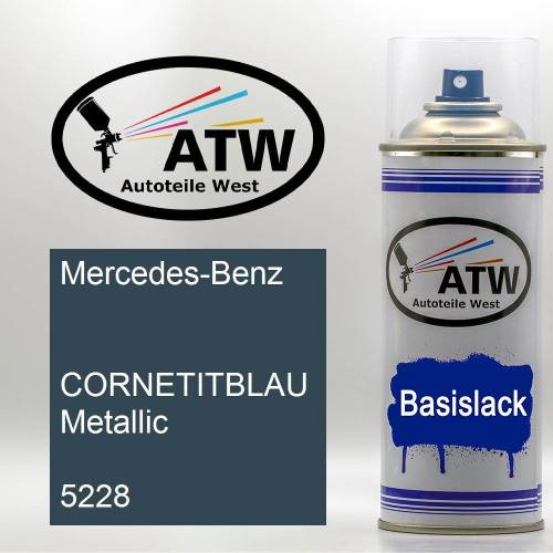 Mercedes-Benz,  CORNETITBLAU Metallic, 5228: 400ml Sprühdose, von ATW Autoteile West.